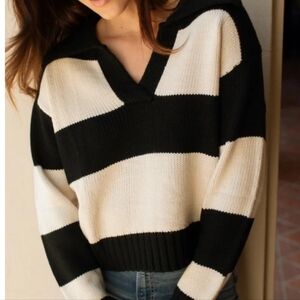 Carly Jean Los Angeles Striped Polo Rugby Sweater